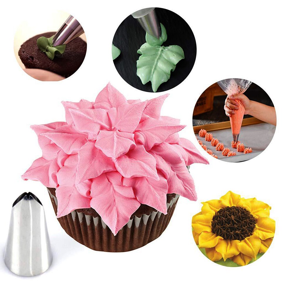 Msjo 11 Uds boquillas rusas de glaseado de tulipán boquillas de pastelería inoxidable boquillas de bolsa de confitería boquillas con acabado de hojas Juego de Herramientas de decoración de pasteles