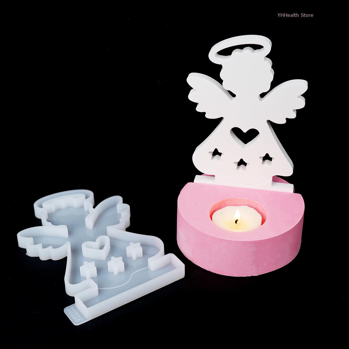 Engel Kandelaar Siliconen Mal Diy Handgemaakte Holle Ster Engel Kandelaar Ornamenten Mallen 3d Halo Engel Ambacht Feestelijk Decor