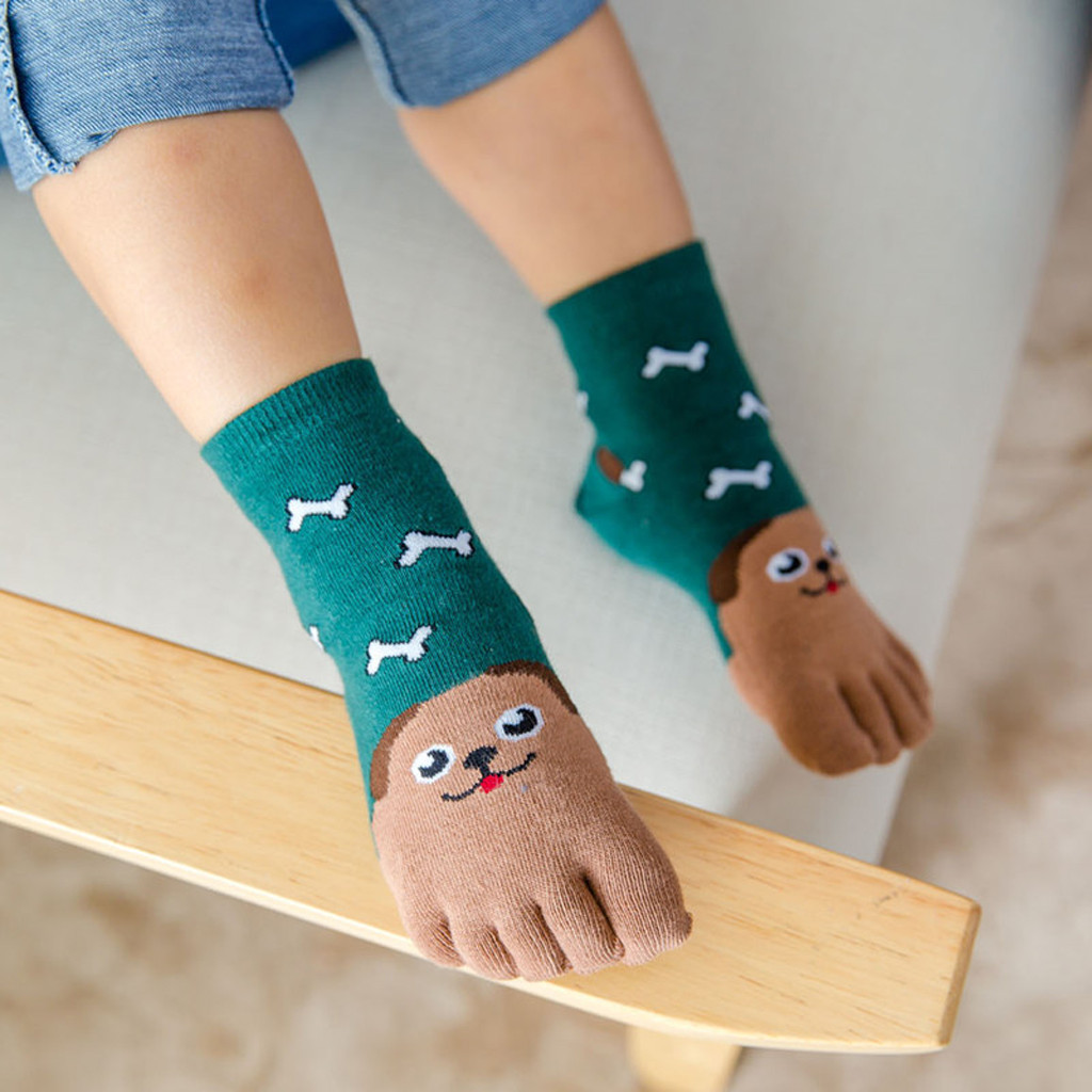 Infant Anti-slip Socken Mischung Lange Anti slip Weiche Kleinkind Warme Für Baumwolle Sock Infant Cartoon Tier Fünf Finger baumwolle Socken: Green 