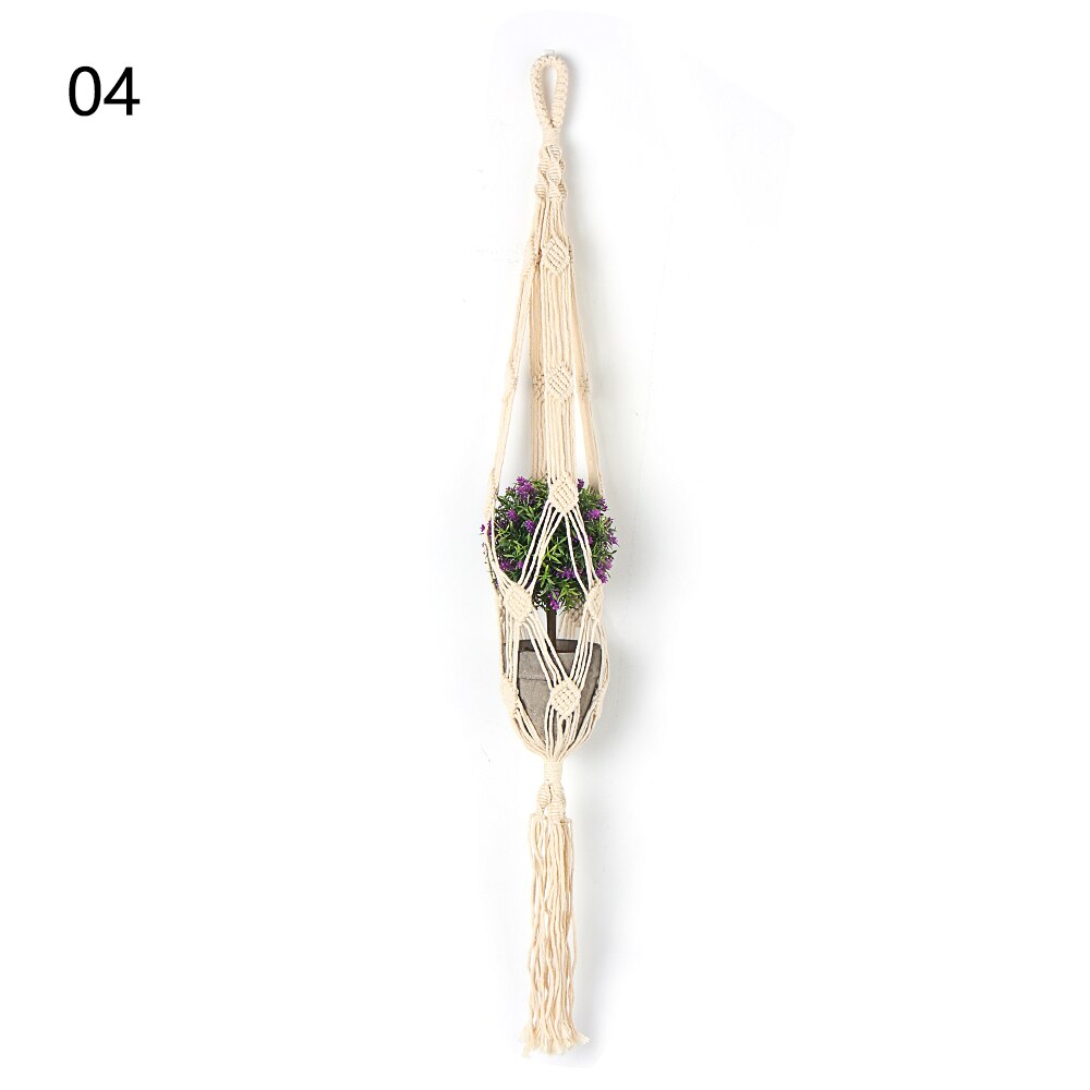 Macrame Plant Hangers Handmade Indoor Outdoor Hanging Planter Basket No Tassels Basket Cotton Rope with Beads Flower Pot Holder: Type 4