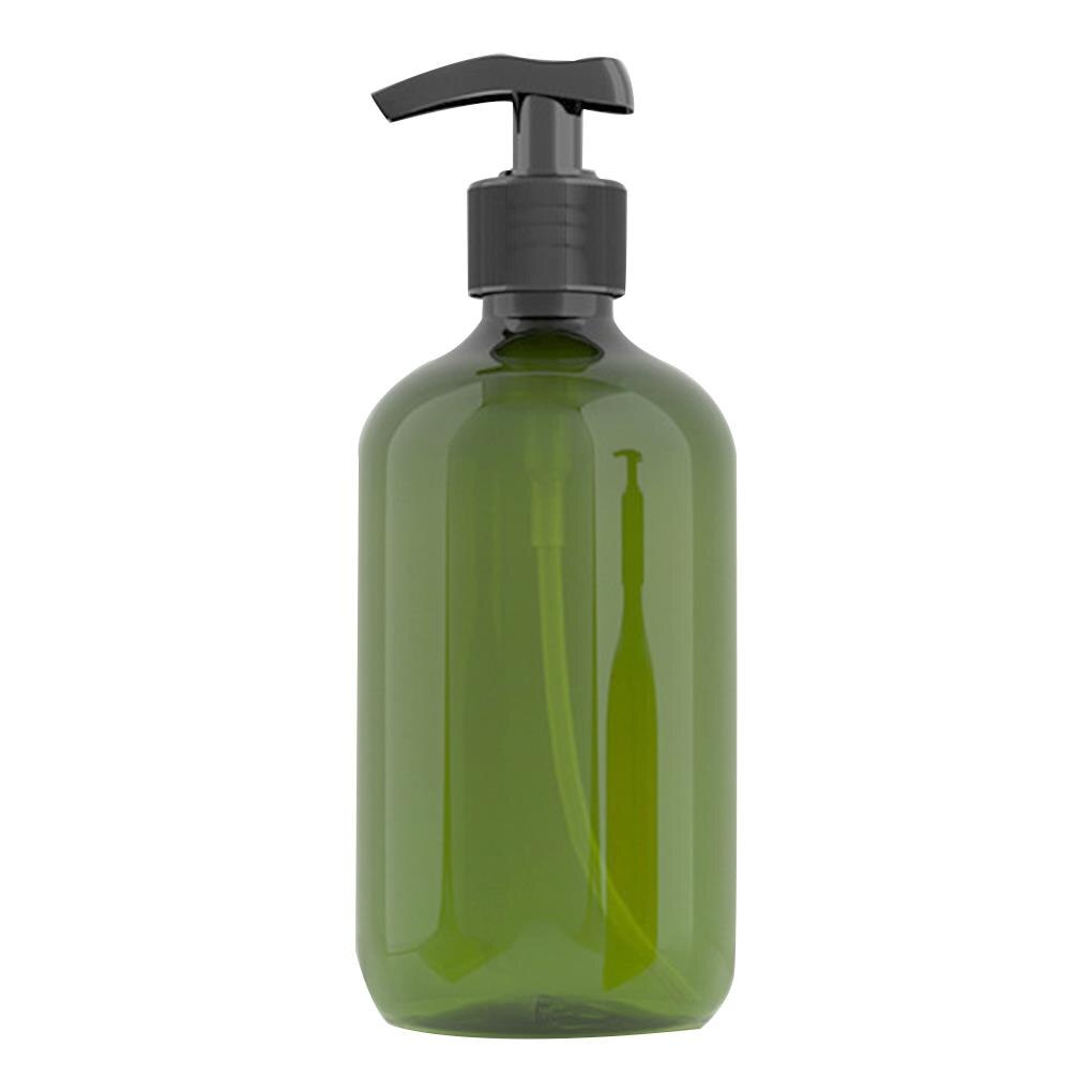 500ml PET Refillable Empty Bottle Shampoo Lotion Press Pump Makeup Dispenser Plastic Container, Deep Green: Dark green
