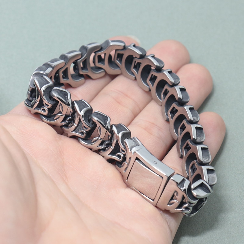 316L Roestvrij Stalen Armband Voor Mannen Vintage 15Mm Chain Heren Armbanden Vriendschap Mannelijke Sieraden Accessoires