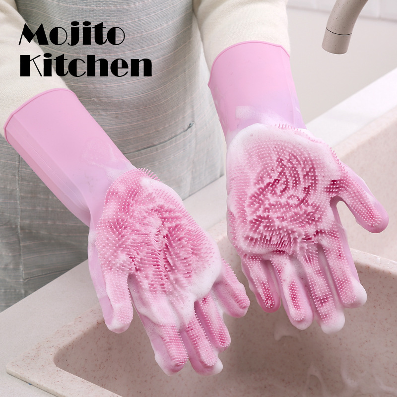 Gants en Silicone pour la vaisselle, protège la saleté des mains, brosse propre, outil de nettoyage, accessoires de cuisine, lavage de fruits et légumes Gadgets
