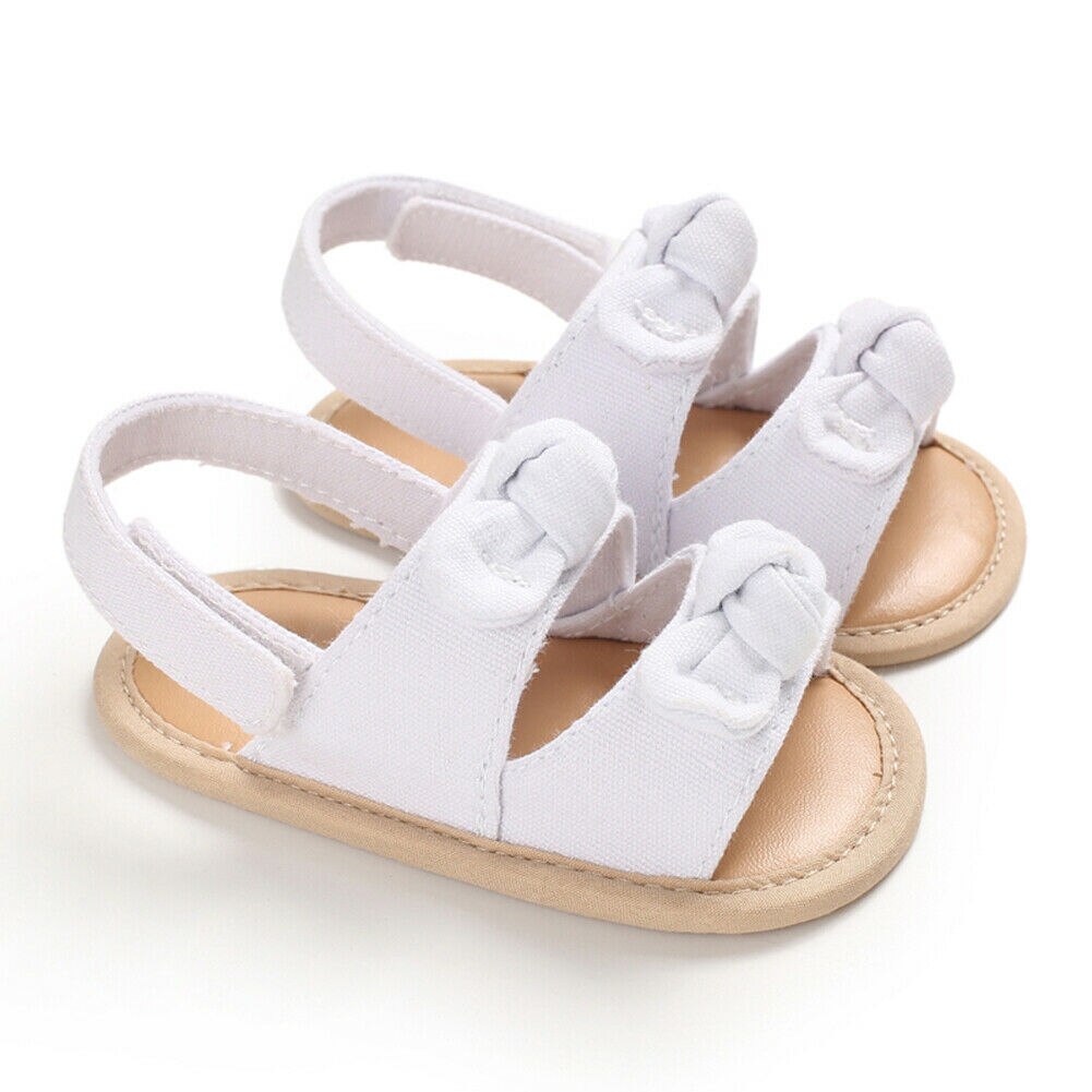 Baby Baby Meisje Zachte Zool Sandalen Schoenen 0-12Month Peuter Zomer Schoenen Boog-Knoop Sandaal: WHITE / 13