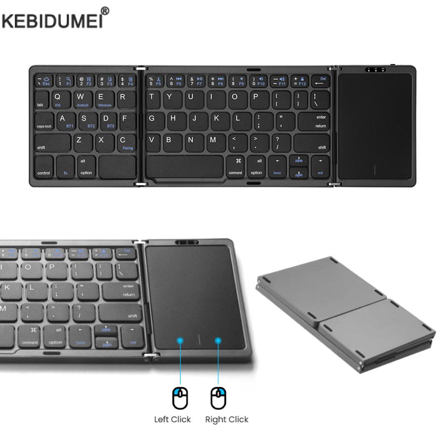Foldable Wireless Bluetooth Keyboard Folding Mini Keyboards With Touchpad for PC Mac Smartphone Windows iOS Android