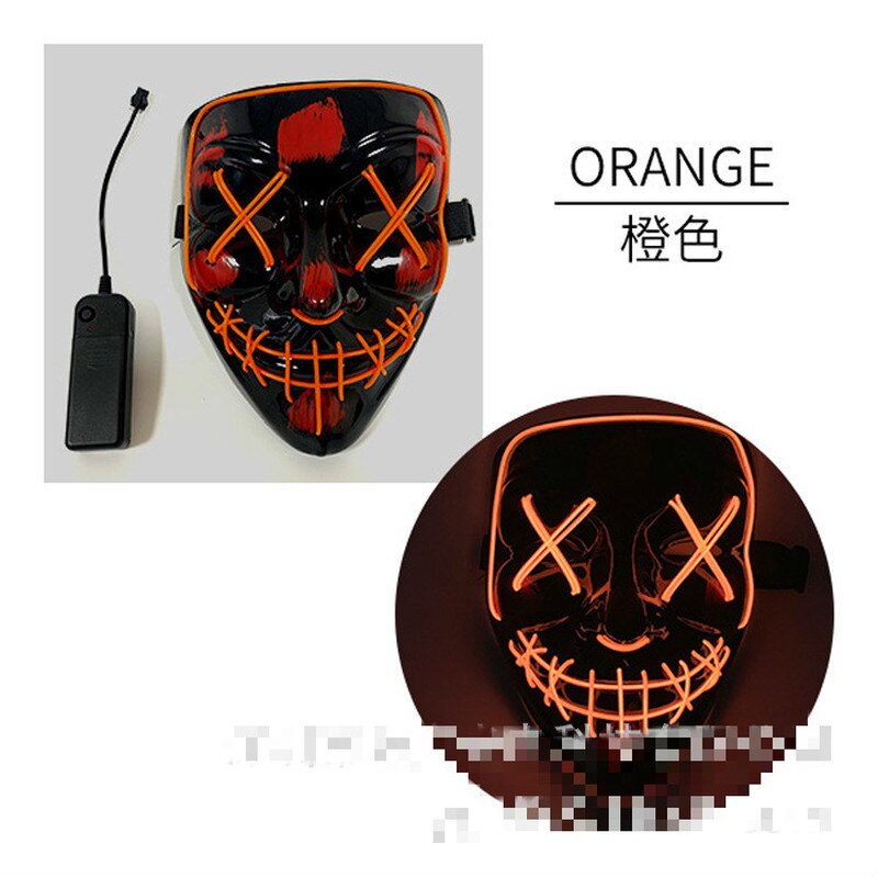 Halloween Luminous Mask Glitter Blood Horror Thriller LED Party Mask Party Mask Luminescent Carnival Light Mask: ORANGE