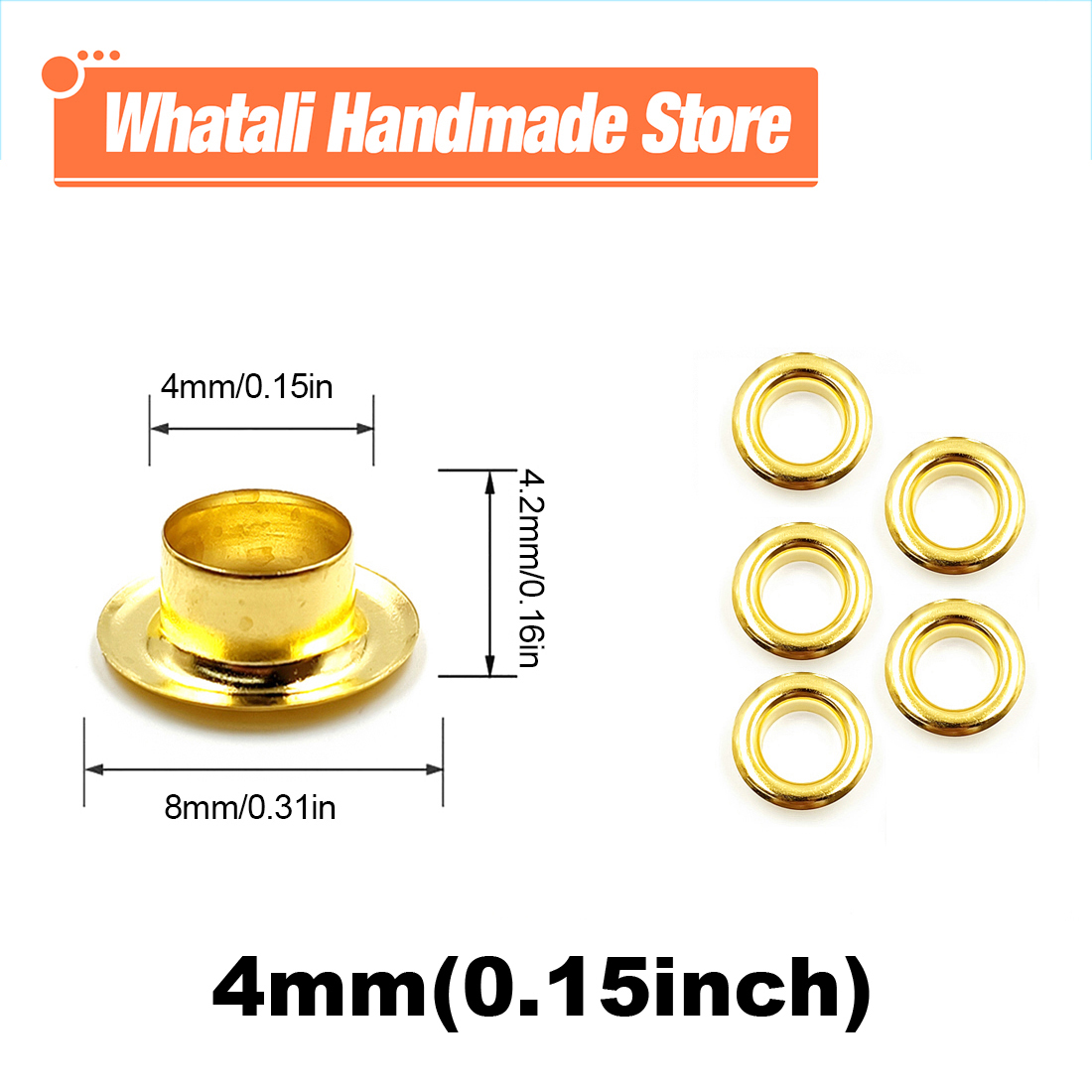 200Pcs 4Mm Gat Metalen Oogjes Grommets Met Wasmachine Punch Set Tool Diy Kleding Schoenen Riem Cap Tags leathercraft Accessoires: Gold