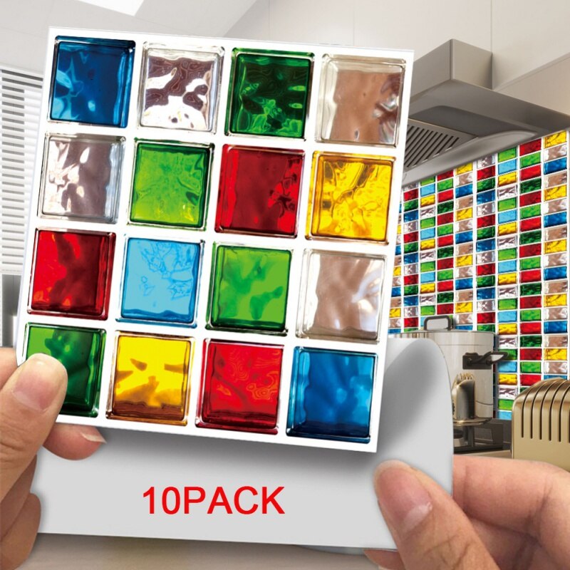 Azulejo adhesivo 3D de tres dimensiones con de mosaico autoadhesivo para pared azulejo de simulación anticolisión para cocina/baño