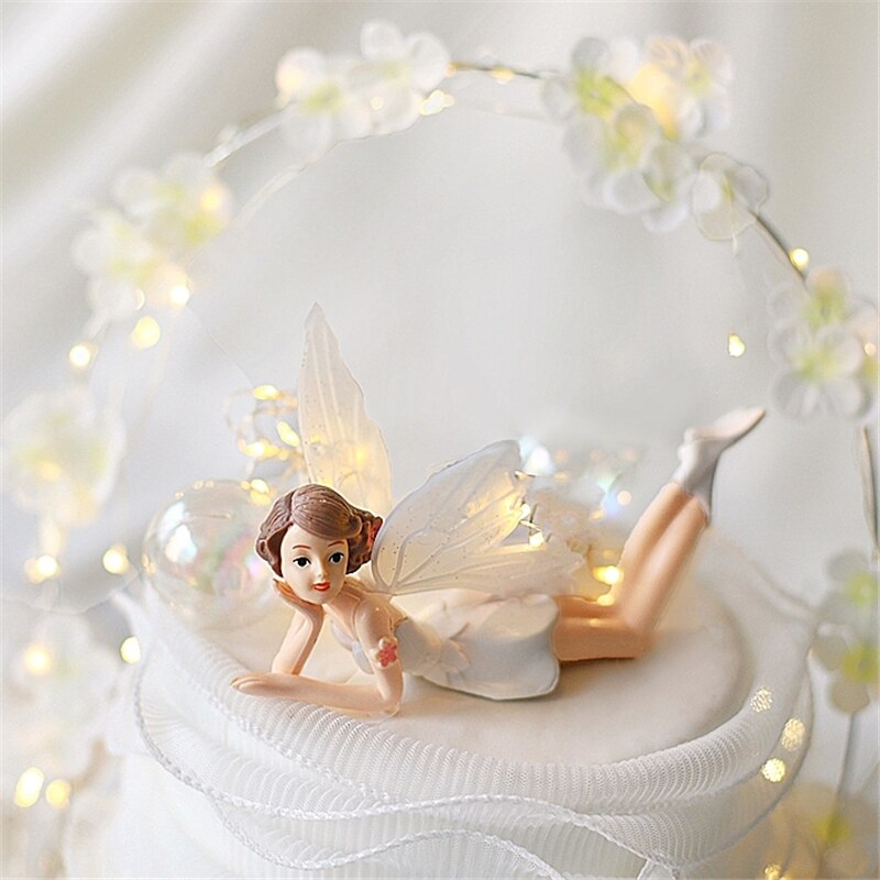 Flower arch Fairy Lady Happy Birthday Cake Topper Party Decoration for Girl's Birthday Party Supplies Lovely