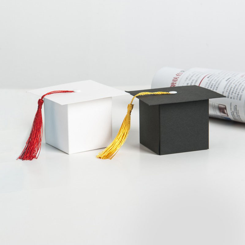 50pcs/lot Graduation Bachelor Cap Chocolate Box Sweets Box Packing Box High School Celebration Party Supplies