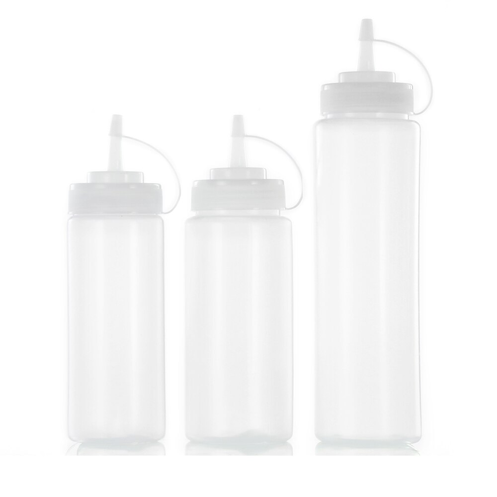 Dispensador de salsas de kétchup para barbacoa, botella dispensadora de aceite de oliva, tarro exprimidor de mayonesa con tapa, herramientas de cocina blancas de plástico seguras