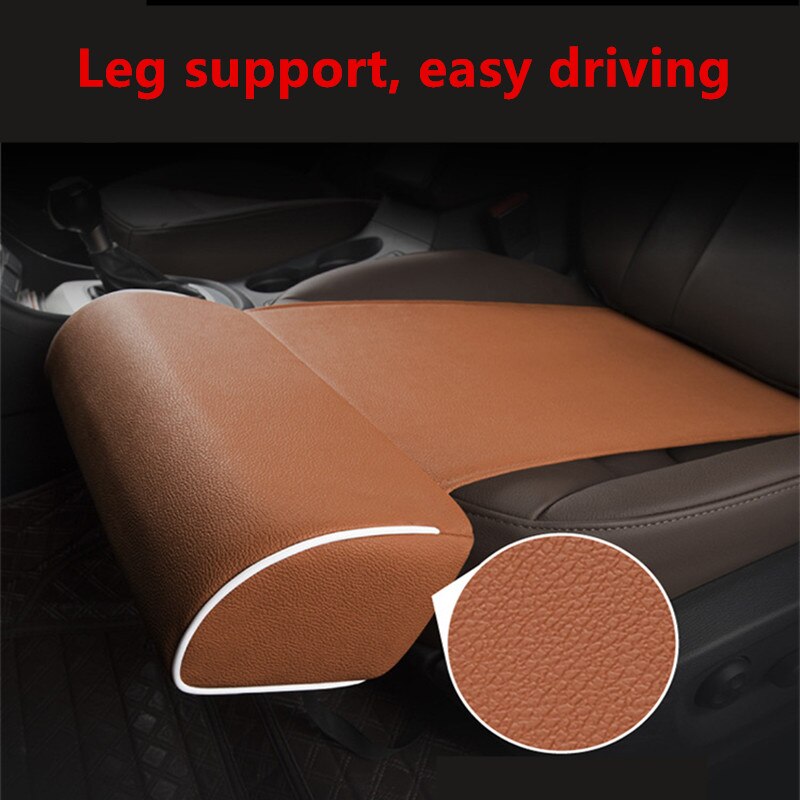 Cojín para asiento de coche reposapiés de cuero PU, soporte para piernas, esterilla cuadrada, rodillera de fácil conducción, apoyo para los muslos, accesorios de Interior de coche