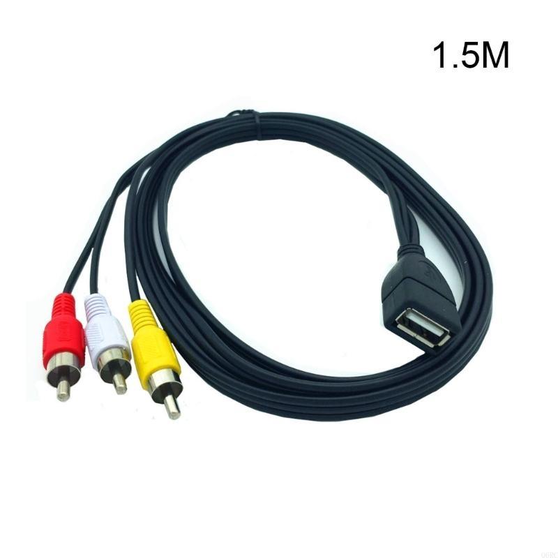 Q6rc usb naaras  to 3 rca uros muunnin videokaapeli videokameroiden sovitin usb  to 3 rca kaapeli tv-boksin jakaja: Musta