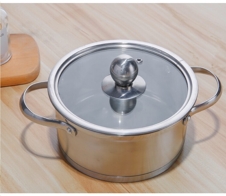 1600ml små gryder 1 person 1 komfur husholdnings mini-suppe gryde induktion gryde hotpot køkken gryde rustfri stål gryde: Ingen dele