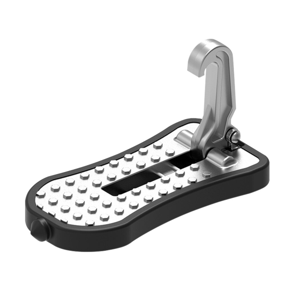 Universal Foldable Car Door Step Pedal Universal Auto Rooftop Luggage Ladder Hooked Foot Pegs Doorstep Safety Hammer: Silver