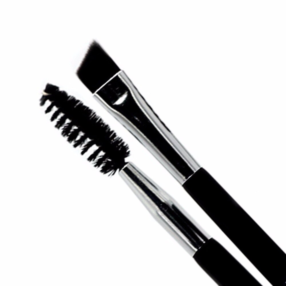 Pinceles de maquillaje de ojos faciales portátiles para mujeres, herramienta cosmética de cepillo de cejas, doble cabeza, mango de madera, pestañas, brocha para mejillas, peine