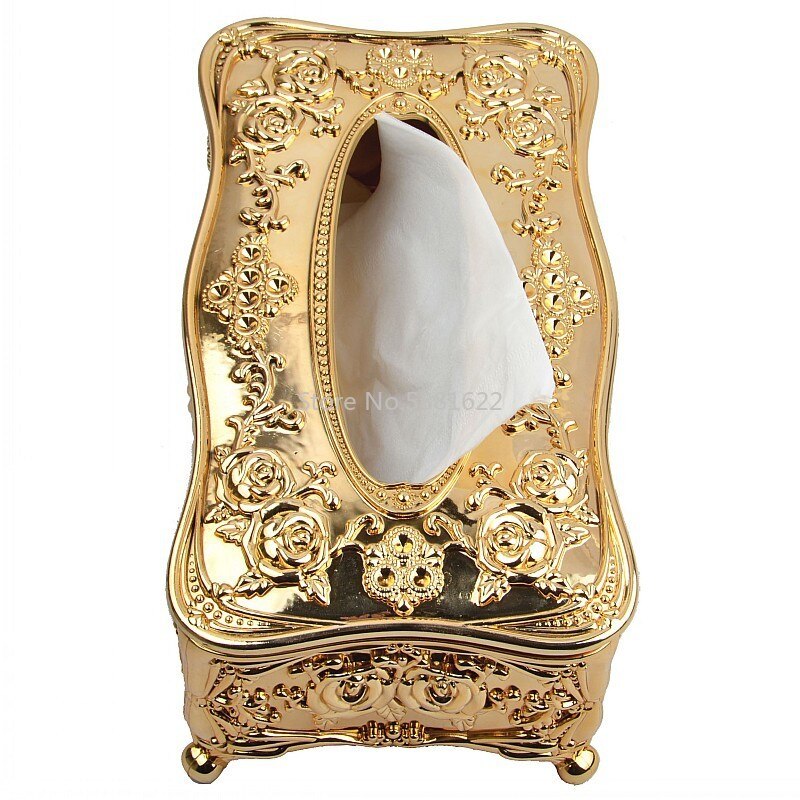 Gold/Silver European Luxury Acrylic Tissue Box Hotel Restaurant Napkin Holder Household Tissue Box WF911350
