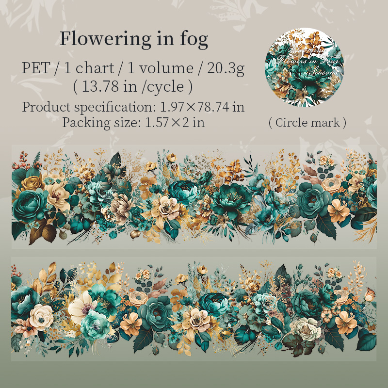 Yoofun 5x200cm Blooming Season PET Tape Flower Garden Decorative DIY Sticker for Card Making Journal Scrapbooking Planner diy: Yellow