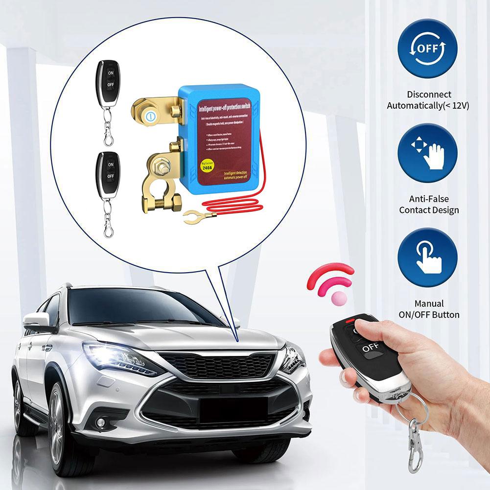 Dual Remote Battery Disconnect Switch 12V 240A Kill Switch Automatic Power Shut Off Switch Car Battery Remote Control Switch