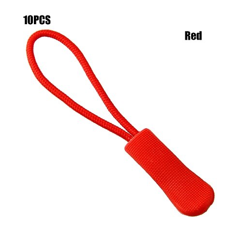 10Pcs Zipper Pull Puller End Fit Rope Tag Fixer Zip Cord Tab Replacement Clip Broken Buckle for Sewing Clothes Travel Bags: Red