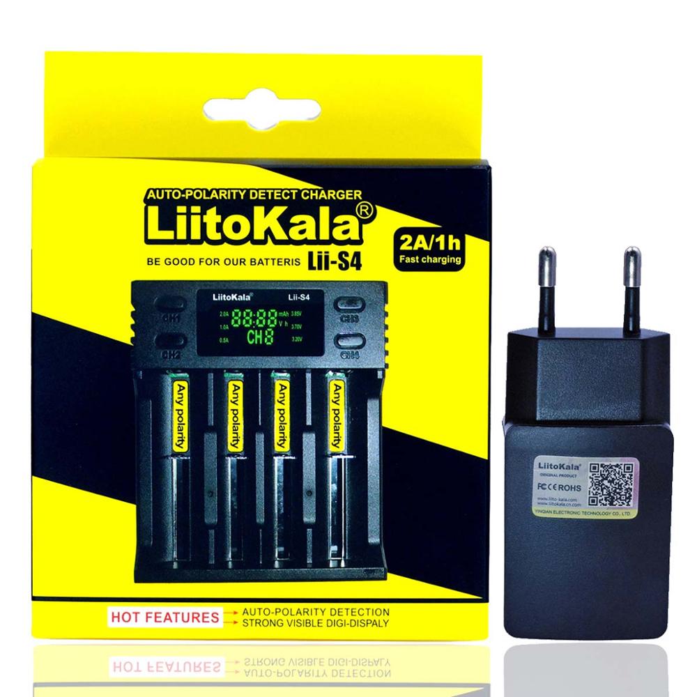 LiitoKala Lii-500S battery charger 18650 Charger For 18650 26650 21700 AA AAA batteries Test the battery capacity Touch control: Lii-S4 Full / US Plug