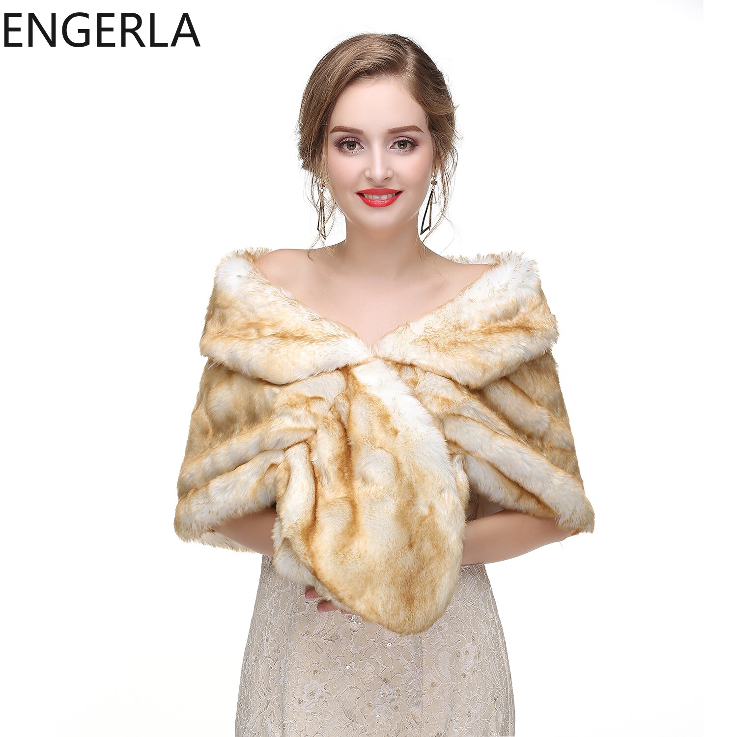 Vrouwen Bolero Bridal Shawl Faux Fur Wrap Bruiloft Cape Winter Ivoor Mantel Avondjurken Faux Bont Sjaal Bont Cape: 933