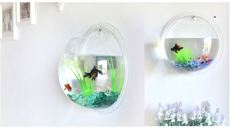 295*140mm Transparent Acrylic Fish Tank Wall Hanging Fish Bowl