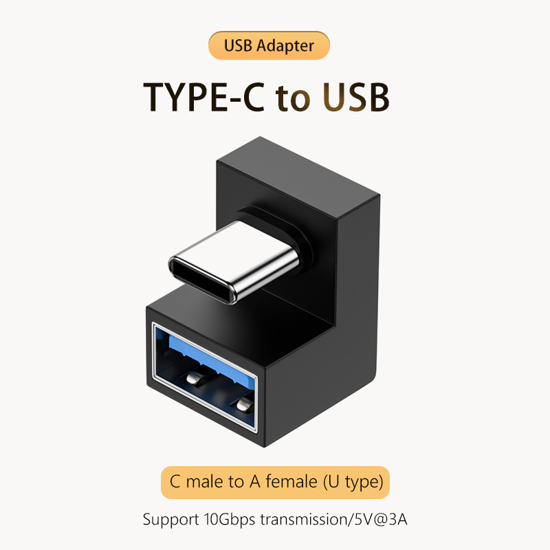 NNBILI 3A Typ C Kolanko USB 3.1 Adapter kabla do ładowania danych Konwerter dla Androida Adapter OTG 90/180 stopni Szybkie ładowanie 10 Gb/s: Grey