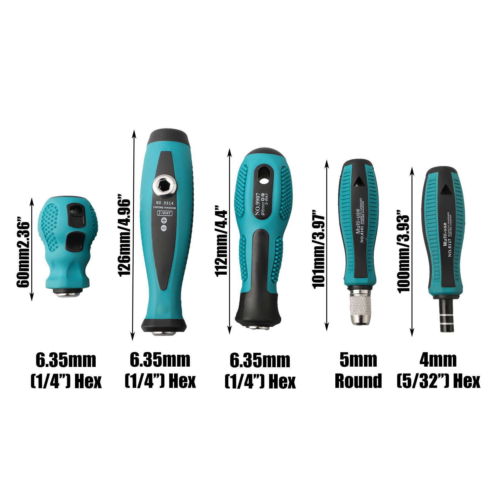 6.35mm 4mm Hex 5mm Round Adapter Screwdriver Handle Screwdriver Bit Holder For Furniture&home Appliance Repairs Screwdriver Hand