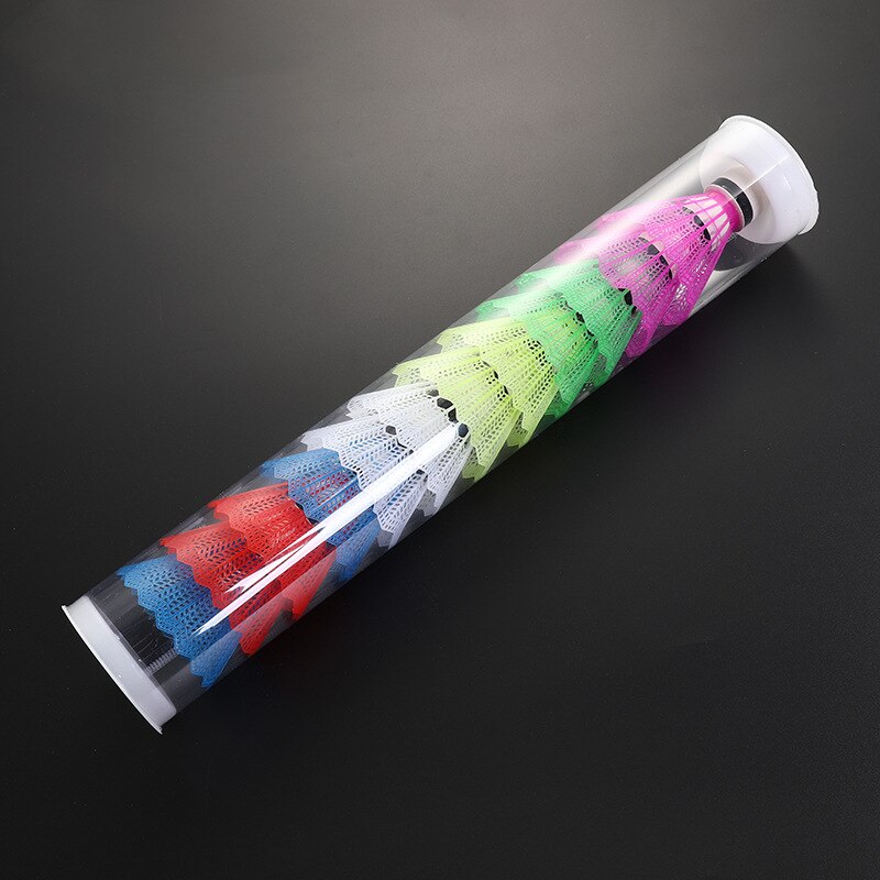 12Stck einstellen Badminton Bälle Federbälle Bunte PC Nylon Badminton Bälle draussen Sport Fitnessstudio Fitness Schaum Kopf Federball Bälle