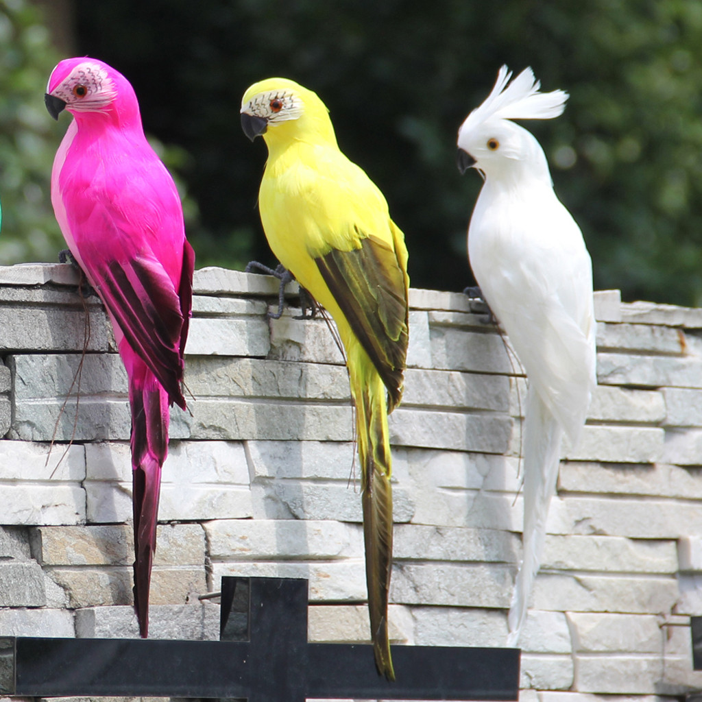 Oiseaux de jardin artificiels colorés | Faux perroquets, modèle d'oiseaux, décoration pour arbre de pelouse et jardin de maison en plein air