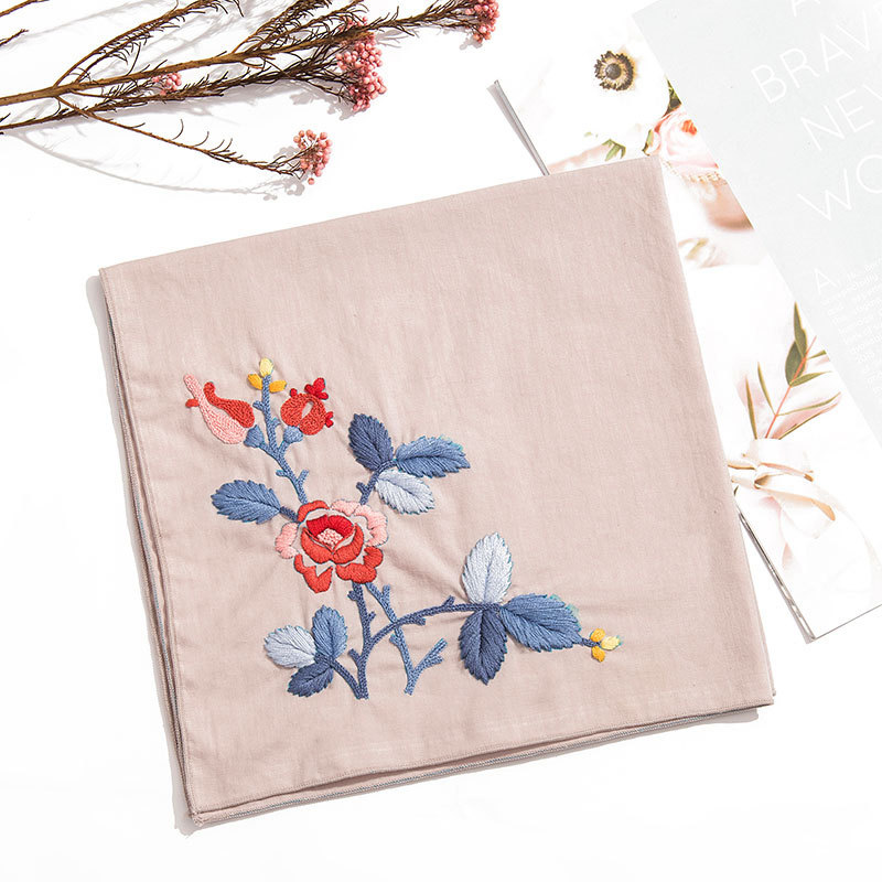 Handkerchief Embroidery Kit Needlework Flower Cross Stitch Set DIY Handwork Swing Handmade Craft Unfinished