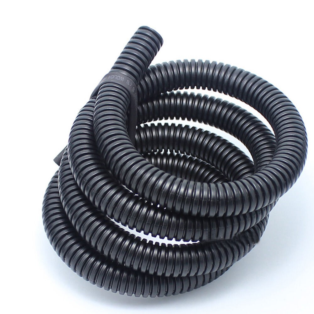 EE support 3m/6m/15m Length 25mm Width Black Split Loom Wire Flexible Tubing Wire Conduit Hose Car Styling