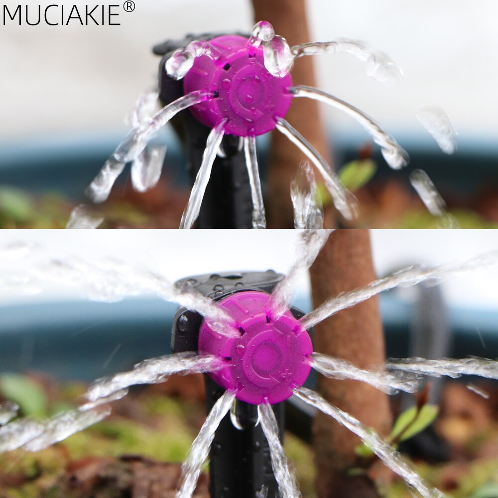 MUCIAKIE 30-1000PCS Purple Irrigation Drippers Adjustable Garden Watering Nozzles 360 Degrees Micro Emitter 8-Holes Sprinklers