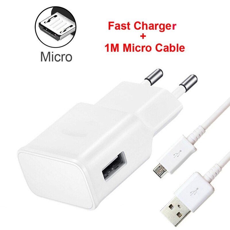 til samsung galakse  s8 s9 s10 hurtigadapterlader 9 v 1.67a telefonlader type c datakabel til samsung  s5 s6 s7 mikro usb-kabel: 1 sett mikrohvit