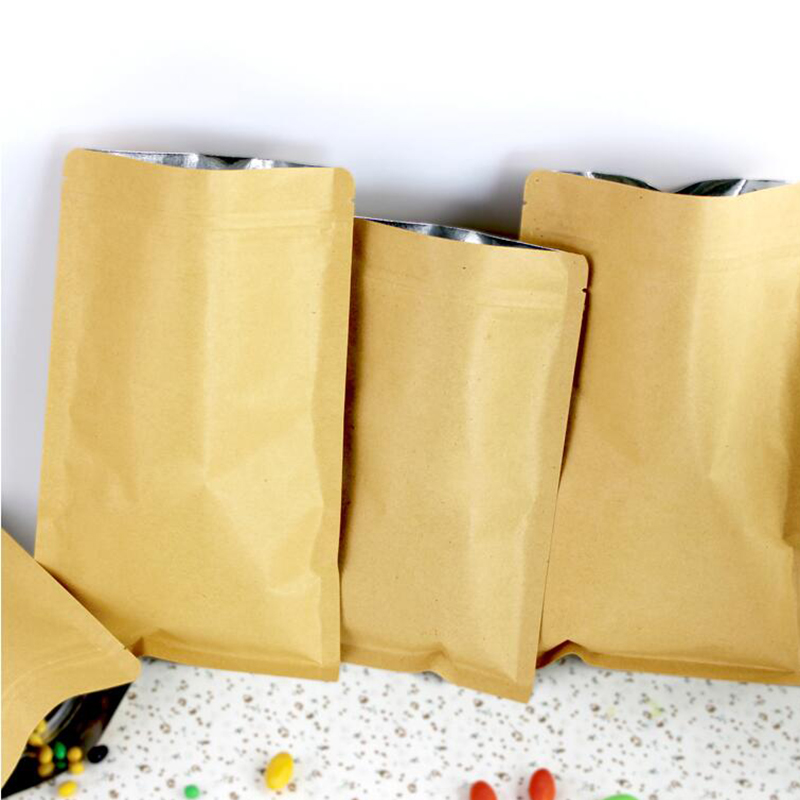 100 Kraft Papier Doypack Zip-Lock Beutel mit Aluminium Folie Lebensmittel Tee Snack Kaffee Lagerung Wiederverschließbaren Ziplock/zipper Tasche