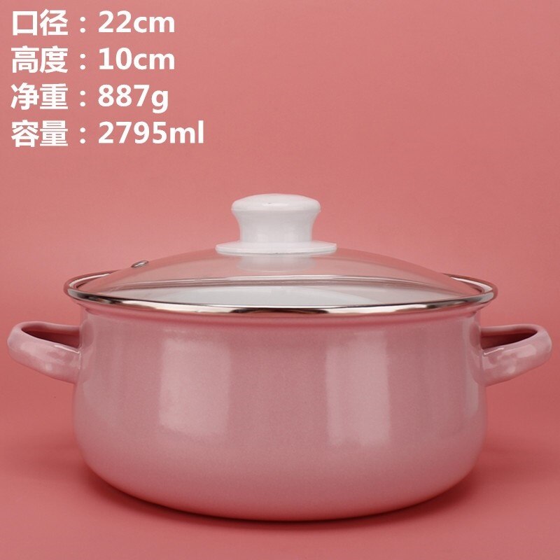 Pink Kitchen Soup Pot Cooking Food Prefered Small Ramen Stock Pot Noodle Cute Glass Lid Pote Mantimentos Pot Groceries OB50DG: 22cm Style 2