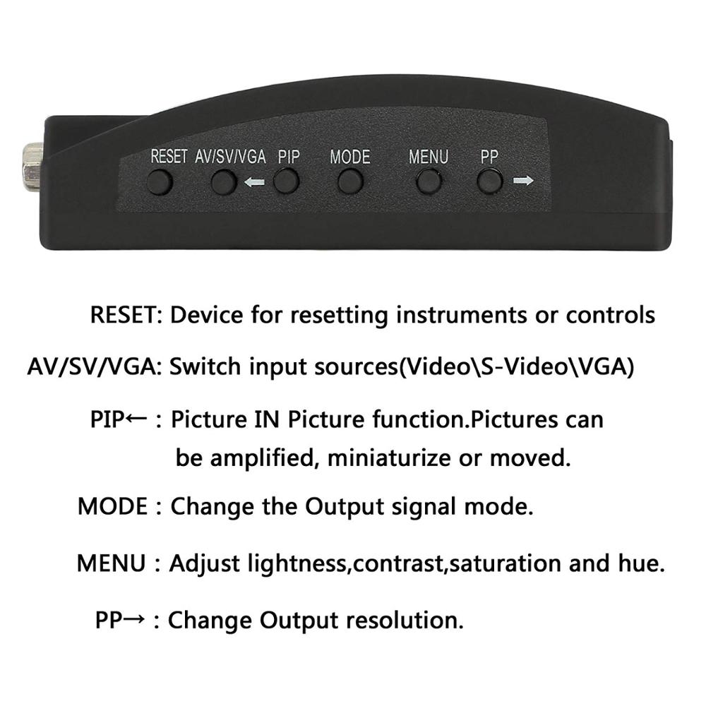Convertidor BNC a vídeo VGA AV a VGA CVBS S entrada de vídeo a PC VGA salida Adaptador convertidor caja de interruptor para PC MACTV Cámara DVD DVR