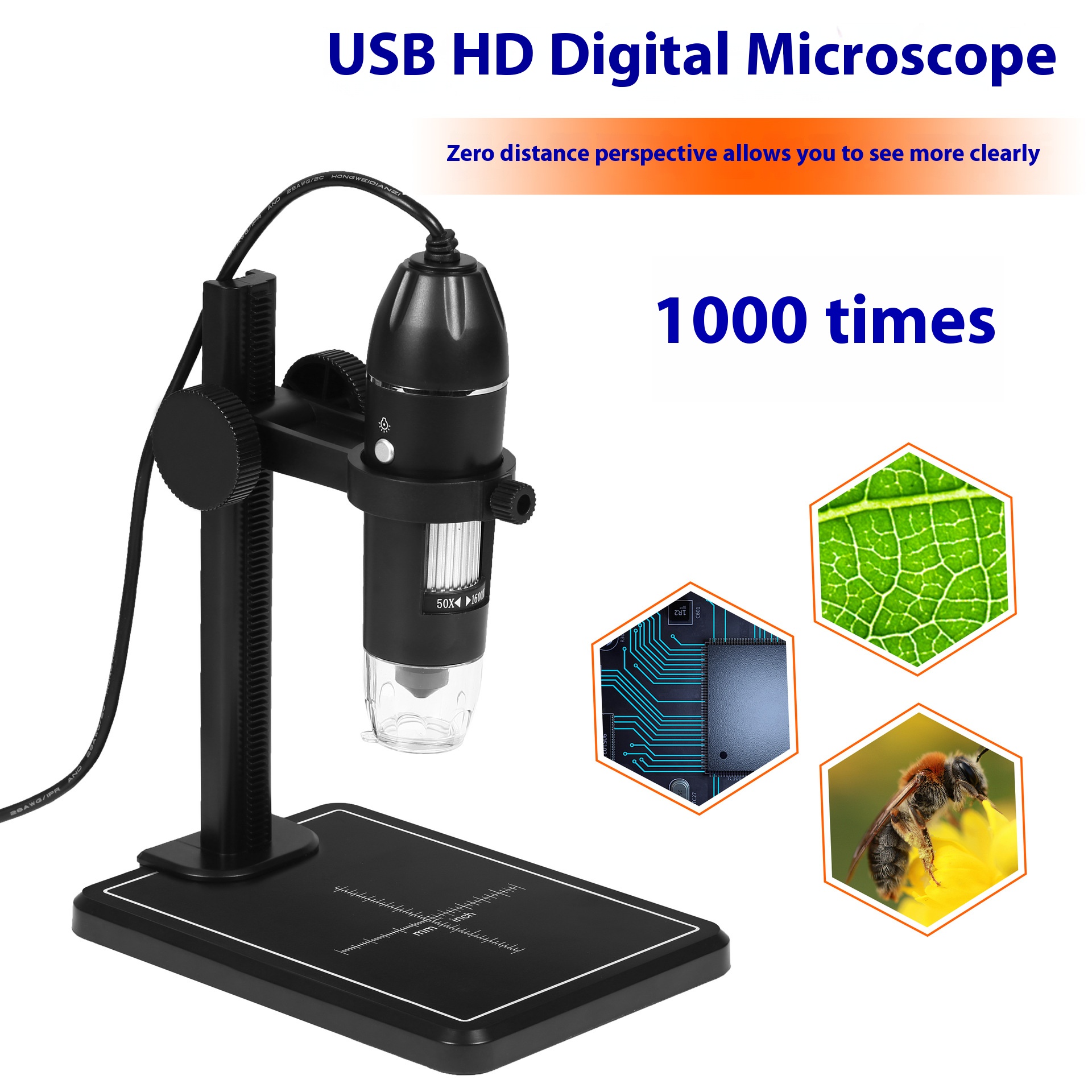 Digital Usb Microscope Three In One 1000X Electron Microscope 1600X Maintenance Magnifying Glass: green