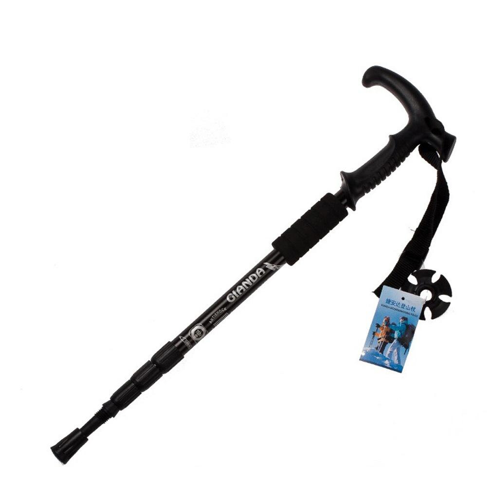 1Pc Anti Shock Walking Sticks Adjustable Walking Poles Trekking Hiking Poles Ultralight Telescopic Walking Canes Hiking Stick: 110cm to 50cm black