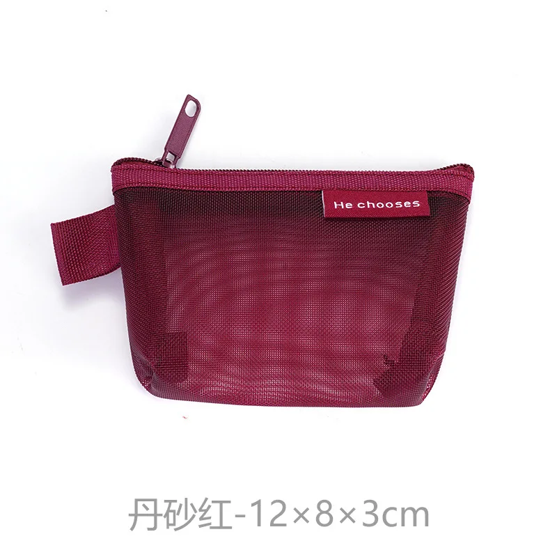 Triangle Mesh Nylon Visible Large-capacity Coin Bags Purses ID Credit Card Holder Pouch Key Earphone Makeup Toiletry Storage Bag: green