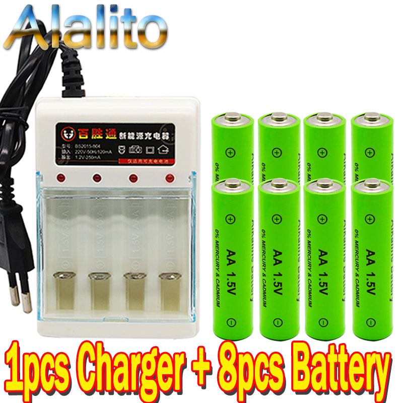 AA Batterie 3000 1,5 V Quanlity Akku AA 3000mAh NI-MH 1,5 V Wiederaufladbare 2A Batterie 3000mAh + ladegerät: Blau