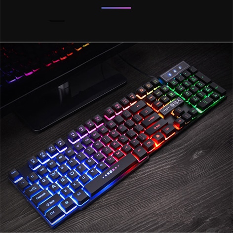 Colorful Gaming Mechanical Feel Keyboard USB Wired Ergonomic RGB Backlight Office Business Keyboard For Laptop Desktop PC: Black-Colorful