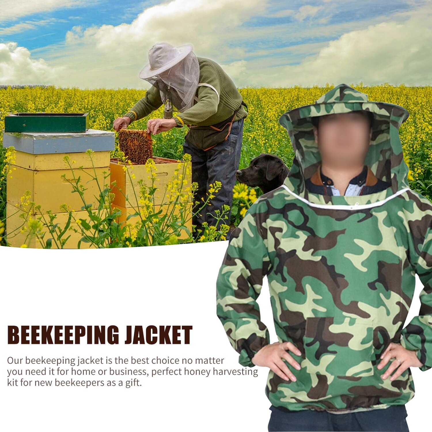 Beekeeping Suit Beekeeping Protective Sleeves Camouflage Clothes with Hat For Beekeeper