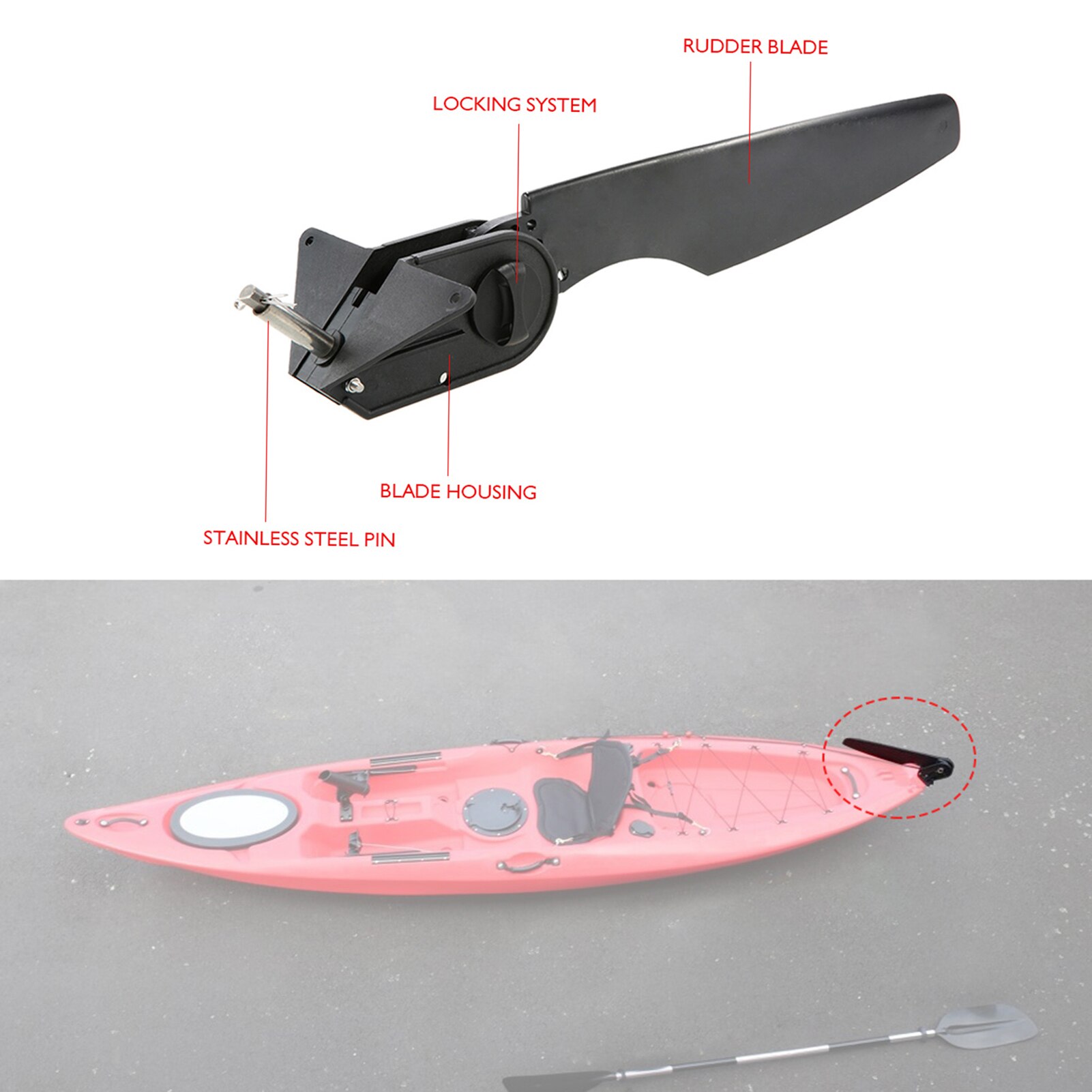 Kayak Rudder with Control Line Mounting Bracket Kit Kayak Bracket Fishing Kayak Boat Accessories