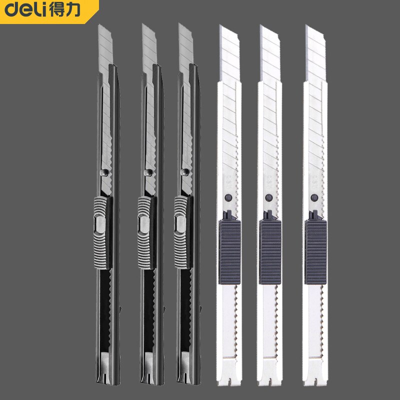 Deli Metal Utility Knife Pocket Knives Retractable Paper нож Unboxing Cutter Self-Locking 60 Sharp Angle Office Supplies