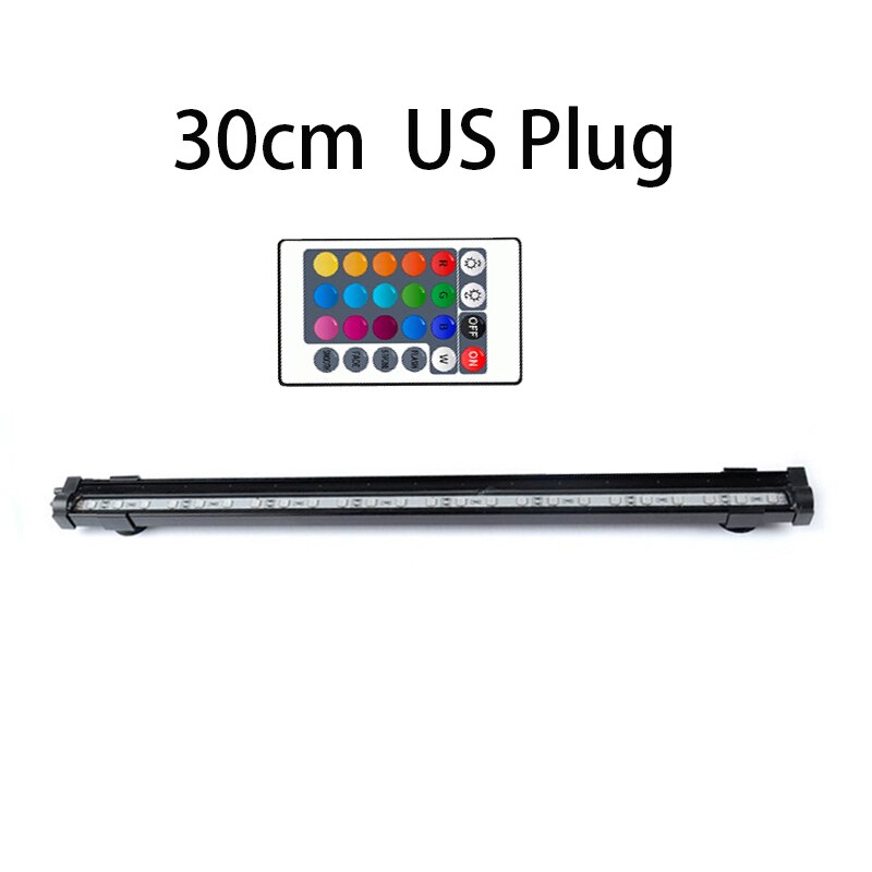 23cm/30cm/45cm/52cm Acrylic Aquarium Led Lighting RGB Waterproof Underwater Oxygen Fish Tank Light DC 12V EU/US/AU/UK: 30cm US Plug