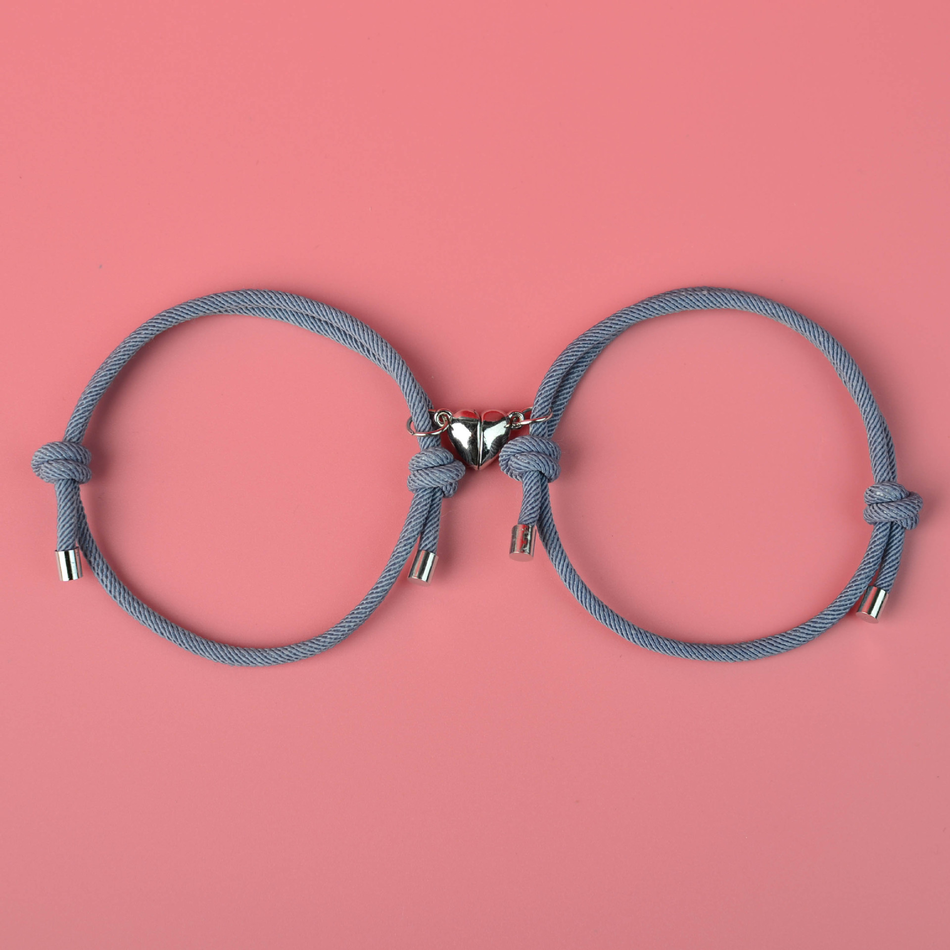 2 uds pulsera magnética pulsera magnética pareja cerradura corazón pulsera magnética cuerda trenzada ajustable pulsera de amistad para dos: Cobalto violeta