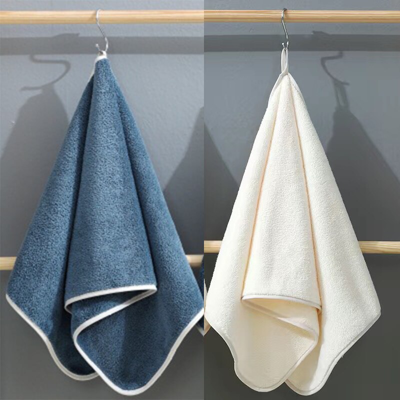 2 Pcs Soft Face Towels Pure Color Adult Face Towels High-density Coral Velvet Bathroom Bathing Absorbent Towel Bathroom Supply: Blue and beige
