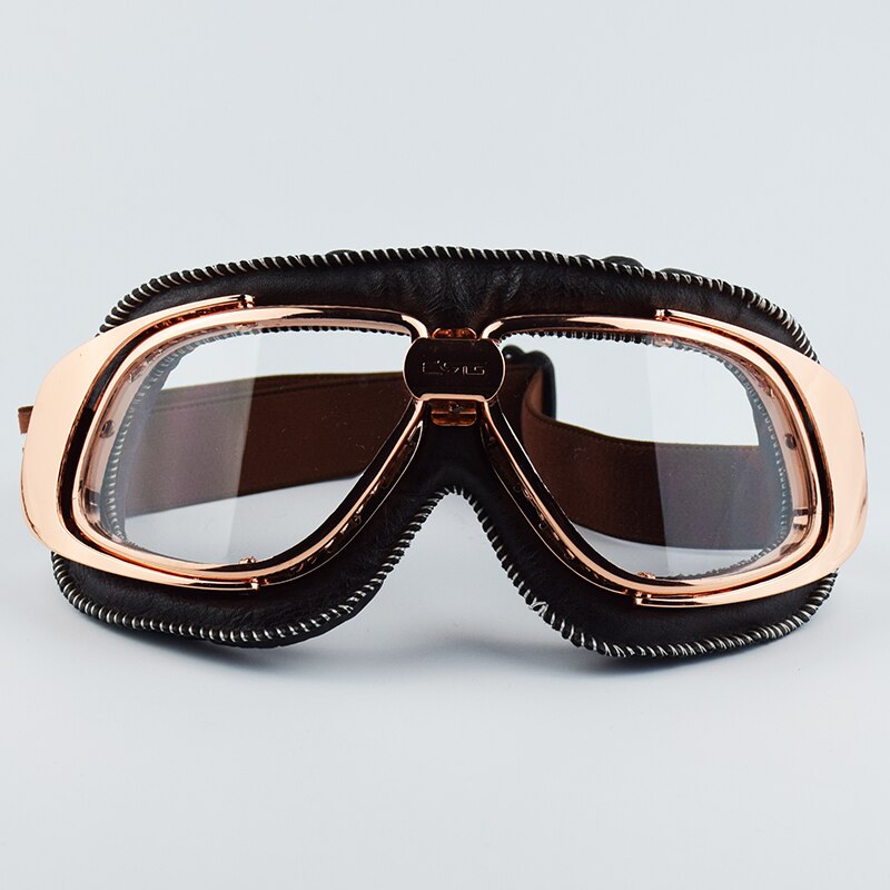 Mjmoto merk leren motorbril vintage gafas moto vintage helm steampunk koperen bril pilotenbrillen motorbrillen